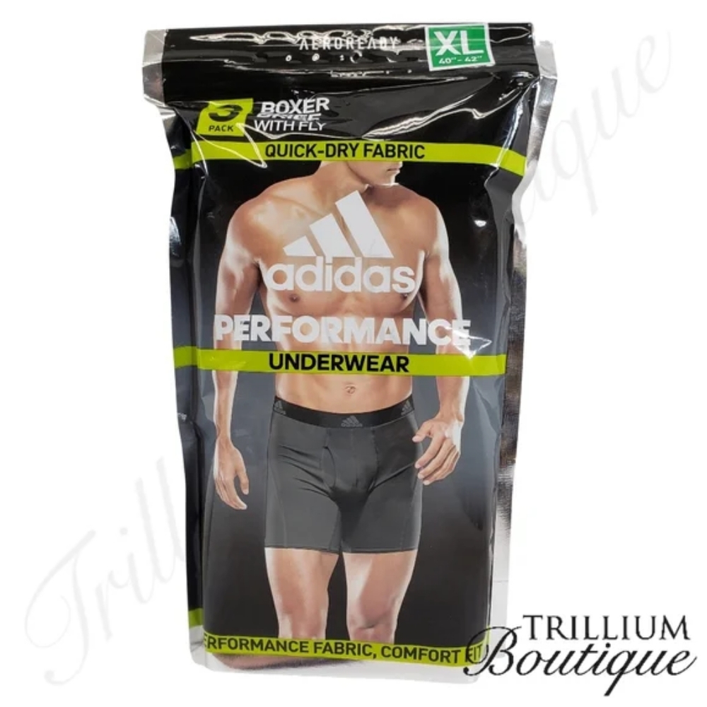 Adidas Boxer Briefs with Fly Men Large Performance Aeroready 3 Pairs NWT